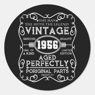 Vintage 1956 Man Myth Legend 65th Birthday Classic Round Sticker