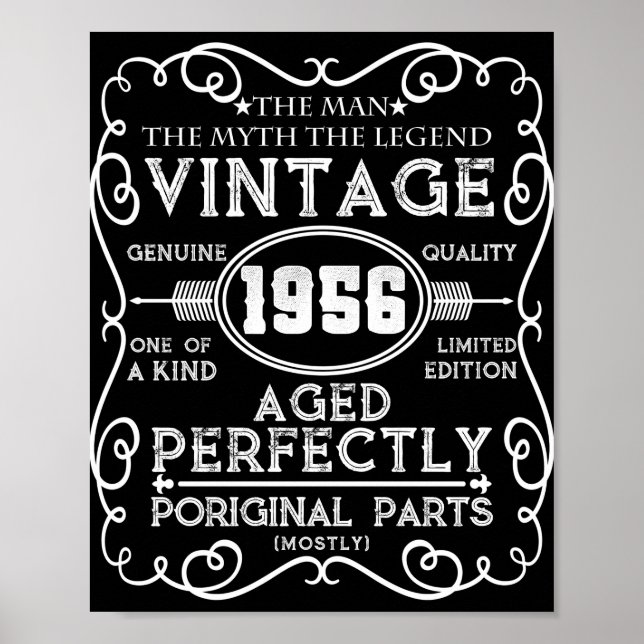 Vintage 1956 Man Myth Legend 65th Birthday Poster (Front)
