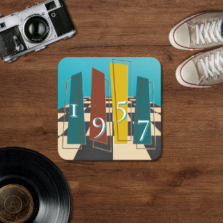 Vintage 1957 Retro Diner 70th Birthday  Square Paper Coaster
