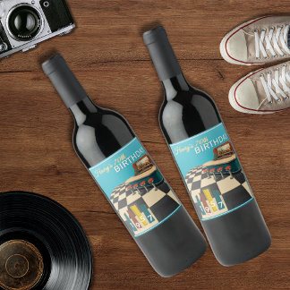 Vintage 1957 Retro Diner 70th Birthday  Wine Label