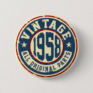 Vintage 1958 All Original Parts 6 Cm Round Badge