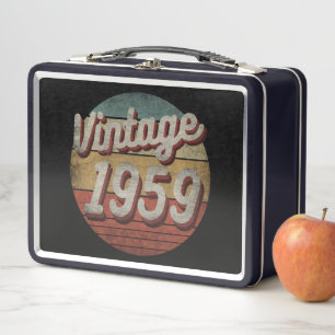 VINTAGE 1959 MEN WOMEN BIRTHDAY GIFT METAL LUNCH BOX