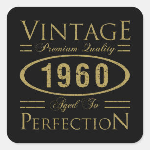 Vintage 1960 60th Birthday Premium Quality Square Sticker