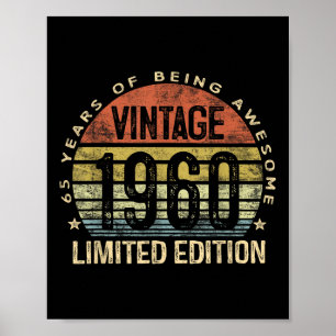 Vintage 1960 Limited Edition 65-year-old Gifts 65t Poster