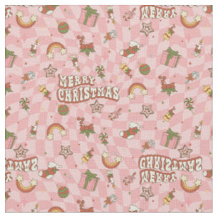 vintage 1960s groovy merry christmas fabric