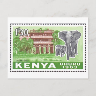 Vintage 1960s Kenya Elephant Stamp Postcard
