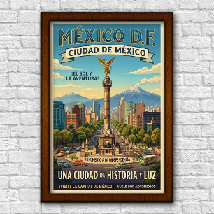 Vintage 1960s Mexico City, Mexico Travel Poster
