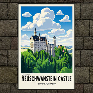 Vintage 1960s Neuschwanstein Castle Travel Poster