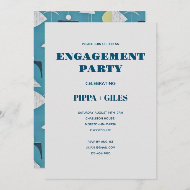 Vintage 1960's Patterned Engagment Party Invitatio Invitation (Front/Back)