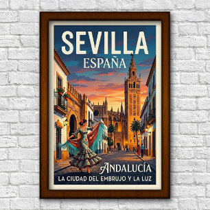 Vintage 1960s Seville, Spain Travel Poster