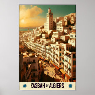 Vintage 1960s Travel Poster Of Algiers Kasbah