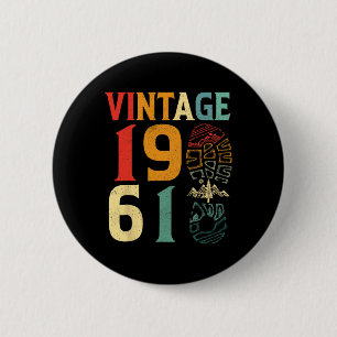 Vintage 1961 61 Year Old Birthday Camping Hiking L 6 Cm Round Badge