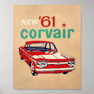 Vintage 1961 Corvair Car Poster