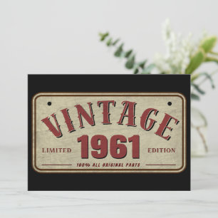 Vintage 1961 Limited Edition All Original Parts Invitation