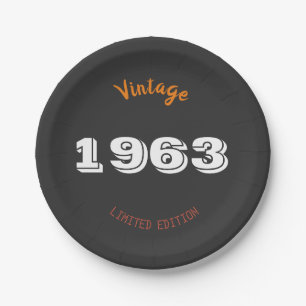 Vintage 1963 limited edition 62th Birthday Gift Paper Plate