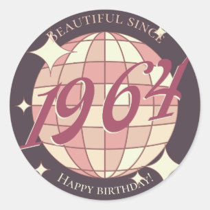 Vintage 1964 60th birthday retro purple  classic round sticker