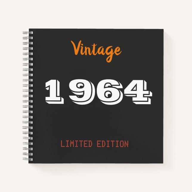 Vintage 1964 limited edition 60th Birthday Gift  Notebook (Front)