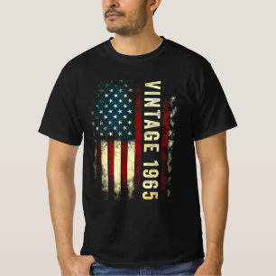 Vintage 1965 60 Year Old American Flag 60th Birth T-Shirt