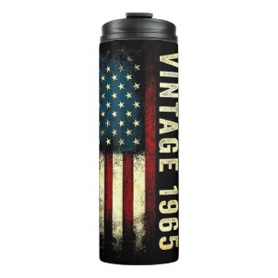 Vintage 1965 60 Year Old American Flag 60th Birth Thermal Tumbler
