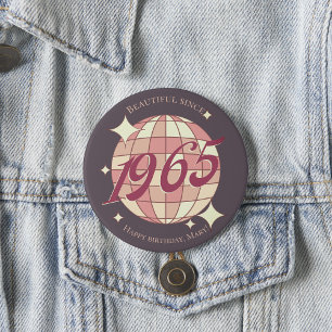 Vintage 1965 60th birthday retro purple  3 cm round badge