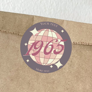 Vintage 1965 60th birthday retro purple  classic round sticker