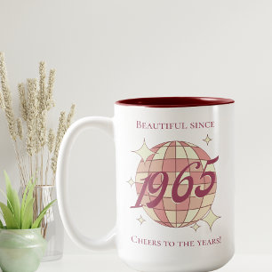 Vintage 1965 60th birthday retro purple  Two-Tone coffee mug