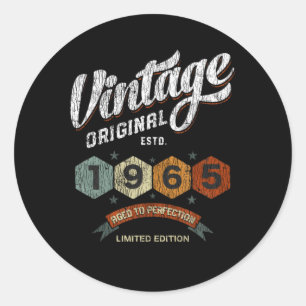 Vintage 1965 Aged to Perfection Birthday Gift Classic Round Sticker