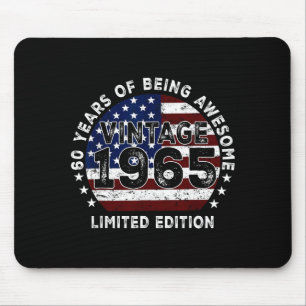 Vintage 1965 American Flag 60th Birthday 60 Year O Mouse Pad