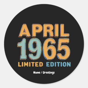 Vintage 1965 Limited Edition 60th Birthday Gift  Classic Round Sticker