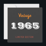 Vintage 1965 limited edition 60th Birthday Gift  Save The Date<br><div class="desc">Vintage 1965 Limited Edition 60th Birthday Save-the-Date – Retro Milestone Announcement Celebrate a major milestone with flair using this Vintage 1965 Limited Edition 60th Birthday Save-the-Date card. Featuring retro typography and classic design elements, this square card (approx. 5.25" × 5.25") offers both nostalgia and elegance for your upcoming celebration Printed...</div>