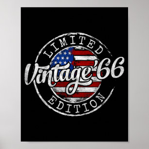 Vintage 1966 Stamp 60th Birthday Illustration Poster