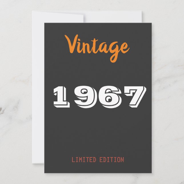Vintage 1967 Limited Edition Birthday Invitation  (Front)