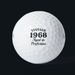 Vintage 1968 Aged to perfection 50th Birthday Golf Balls<br><div class="desc">Vintage 1968 Aged to perfection 50th Birthday golf ball gift set. Retro style typography template with year of birth. Personalised golf balls with funny quote. Add your own humourous quote, saying or custom name. Cute golfing gift ideas for him and her. Fun golfer presents for fiftieth Birthday party, Fathers day,...</div>