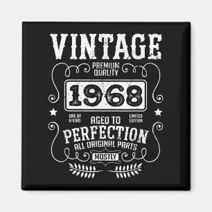 Vintage 1968 Birth Year Birthday Funny Quotes Retr Magnet