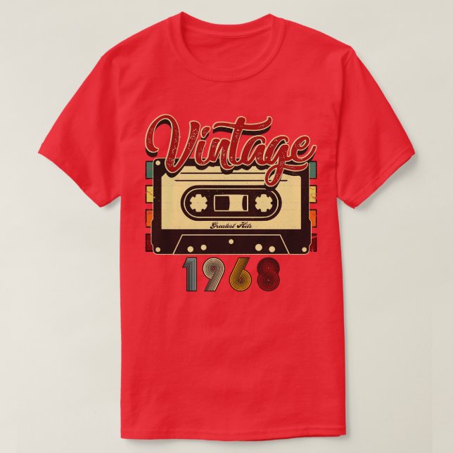 Vintage 1968 Greatest Hits Cassette Tape T-Shirt (Design Front)