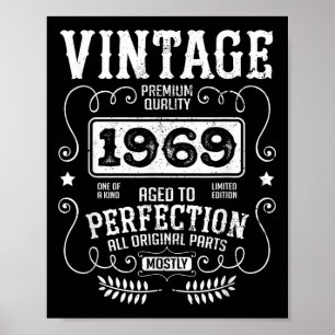 Vintage 1969 Birth Year Birthday Funny Quotes Retr Poster
