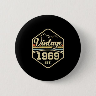 Vintage 1969 Est 52nd Birthday Gift 6 Cm Round Badge