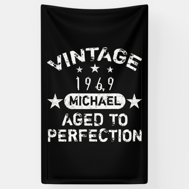 Vintage 1969 Personalised Grunge Banner (Vertical)