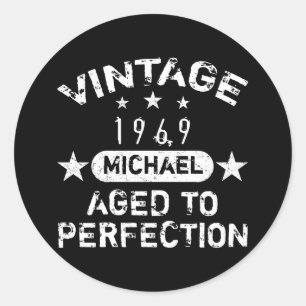 Vintage 1969 Personalised Grunge Classic Round Sticker