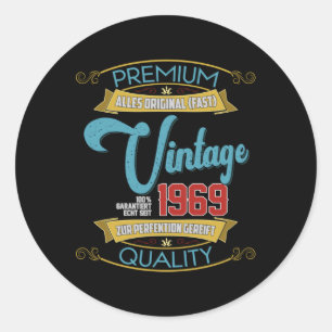 Vintage 1969 Retro Lover Funny Birthday Gift Idea Classic Round Sticker