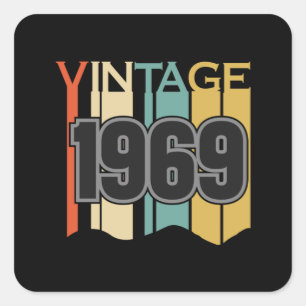 Vintage 1969 Retro Lover Funny Birthday Gift Idea Square Sticker
