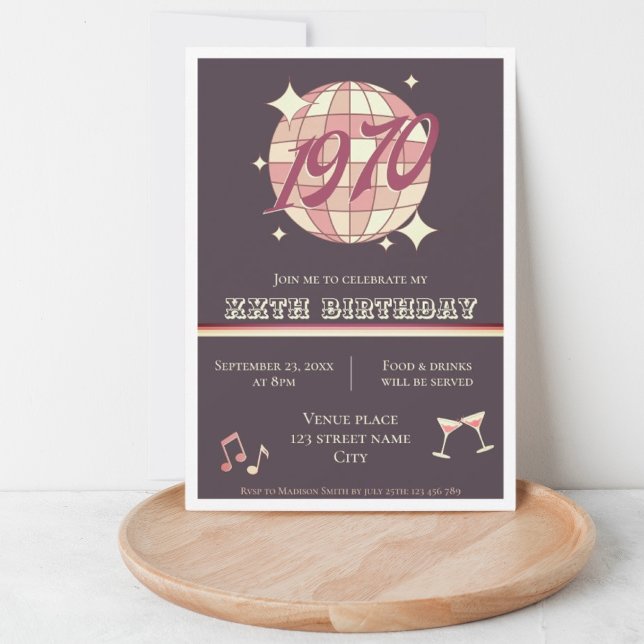 Vintage 1970 54th 55th birthday retro Invitation (Creator Uploaded)