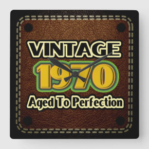 Vintage 1970 - Aged To Perfection Square Wall Clock