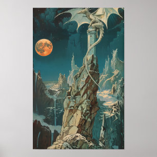 Vintage 1970s Dark Fantasy Book Cover Paper Art Po Poster