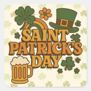 Vintage 1970s Saint Patrick's day Square Sticker