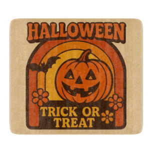 Vintage 1970s Trick or Treat Halloween Cutting Board