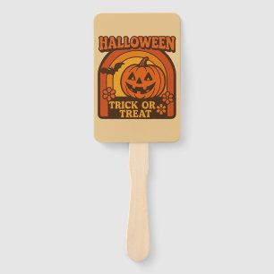 Vintage 1970s Trick or Treat Halloween Hand Fan
