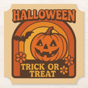 Vintage 1970s Trick or Treat Halloween Paper Coaster