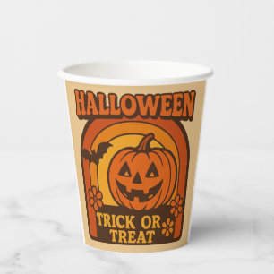 Vintage 1970s Trick or Treat Halloween Paper Cups
