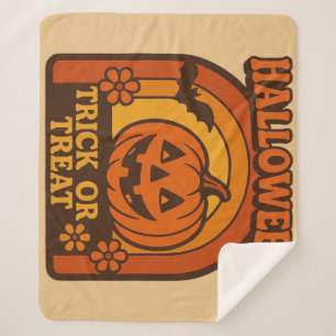 Vintage 1970s Trick or Treat Halloween Sherpa Blanket